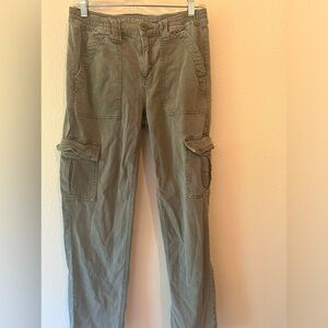 American Eagle Womens Cargo Pants Size 4, Green Straight Leg Stretch
